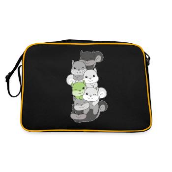 Agender Flag Pride LGBTQ Cute Squirrel Stack - Retro Bag - black/gold - Back