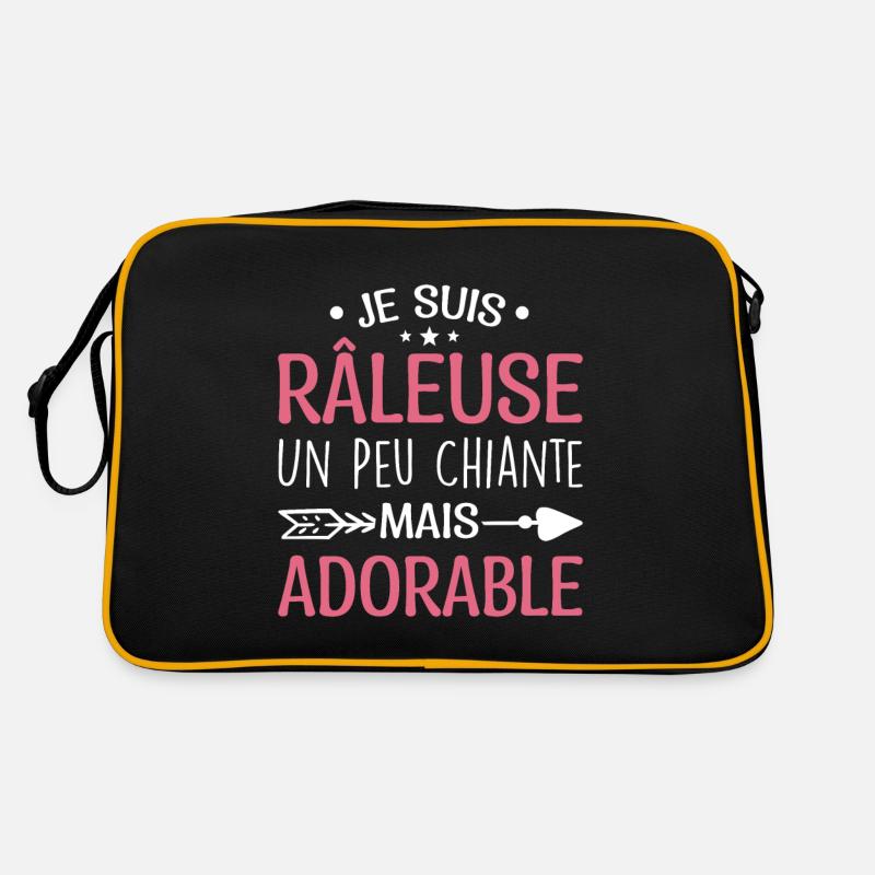 Je Suis Râleuse Un Peu Chiante Mais Adorable - Sac Retro - noir/or