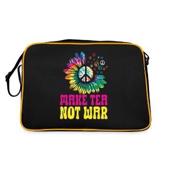 Hippie Peace Sign Peace Flowers Flower Child - Sac Retro - noir/or - Dos