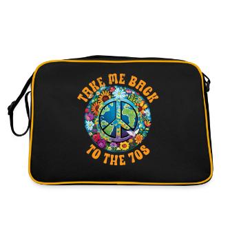 Hippie Peace Sign Peace Flowers Flower Child - Sac Retro - noir/or - Dos