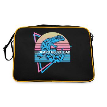 Leopard Gecko Papa Retro - Retro Tasche - Schwarz/Gold - Hinten