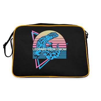 Leopard Gecko Mama Retro - Retro Tasche - Schwarz/Gold - Hinten
