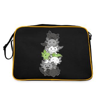 Agender Flag Pride LGBTQ Cute Axolotl Stack - Retro Bag - black/gold - Back