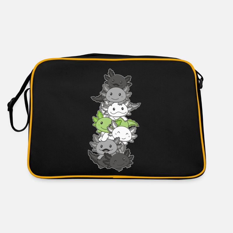 Agender Flag Pride LGBTQ süßer Axolotl Stapel Retro Tasche