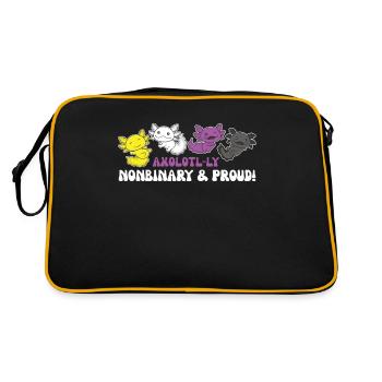 Nonbinary Axolotl Flag Pride LGBTQ Cute Axolotls - Retro Bag - black/gold - Back