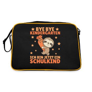 bye bye Kindergarten ich bin jetzt ein Schulkind - Retro Tasche - Schwarz/Gold - Hinten