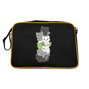 Agender Flag Pride LGBTQ Cute Cat Stack - Retro Bag - black/gold - Back