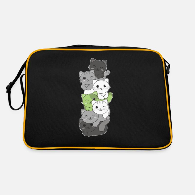 Agender Flag Pride LGBTQ süßer Katze Stapel Retro Tasche
