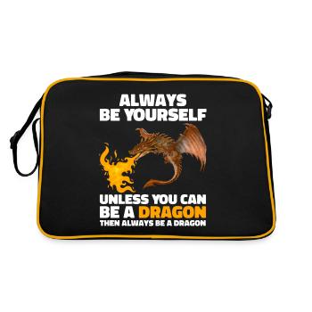 Sei immer du selbst, es sei denn, du kannst ein Drache sein - Retro Tasche - Schwarz/Gold - Hinten