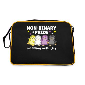 Nonbinary Penguin Flag Pride LGBTQ Cute Penguins - Retro Bag - black/gold - Back