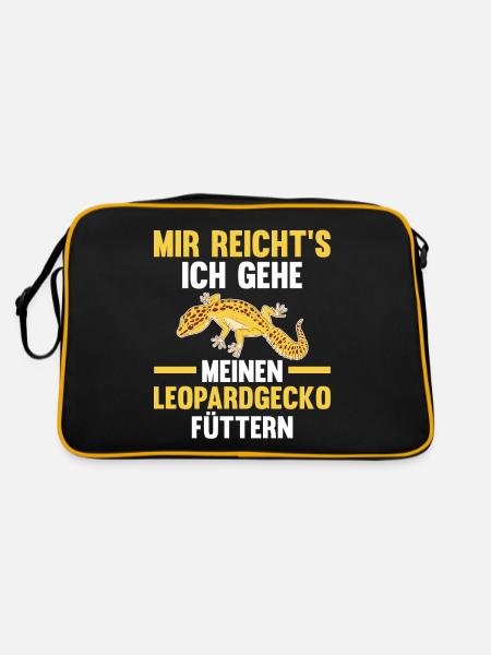 Eidechse Terrarium Reptilien Leopardgecko - Retro Tasche - Schwarz/Gold - Hinten
