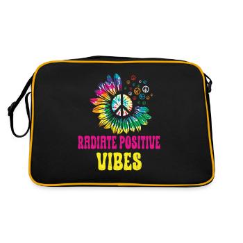 Hippie Peace Sign Peace Flowers Flower Child - Sac Retro - noir/or - Dos