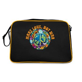 Hippie Peace Sign Peace Flowers Flower Child - Sac Retro - noir/or - Dos