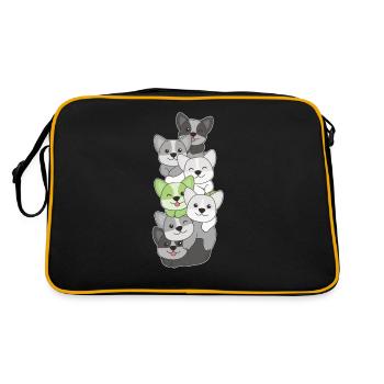 Agender Flag Pride LGBTQ Cute Corgi Stack - Retro Bag - black/gold - Back