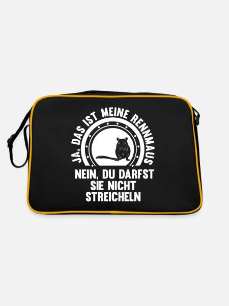 Maus Mäuse Rennmaus - Retro Tasche - Schwarz/Gold