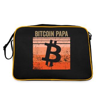 Bitcoin Papa - Retro Tasche - Schwarz/Gold - Hinten