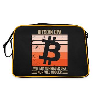 Bitcoin Opa - Retro Tasche - Schwarz/Gold - Hinten