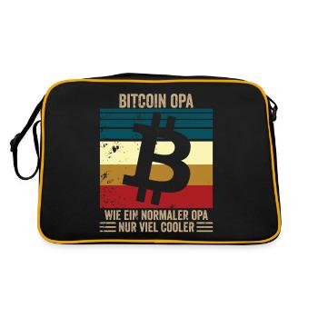 Bitcoin Opa - Retro Tasche - Schwarz/Gold - Hinten