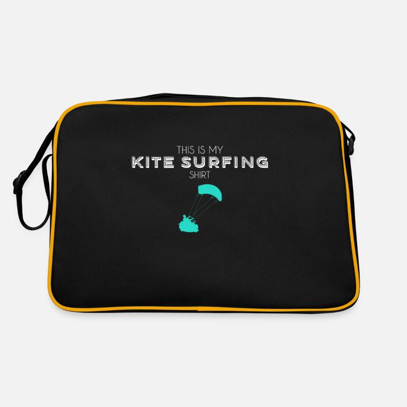 Kite Surfing Shirt - Retro Tasche - Schwarz/Gold