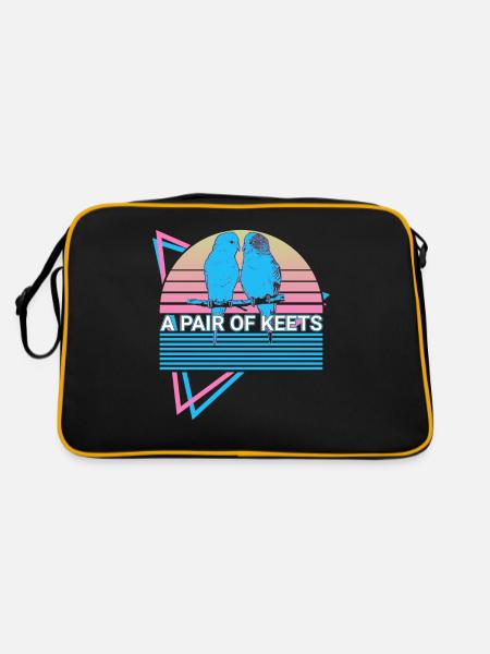 Wellensittich Sittich Retro - Retro Tasche - Schwarz/Gold - Hinten