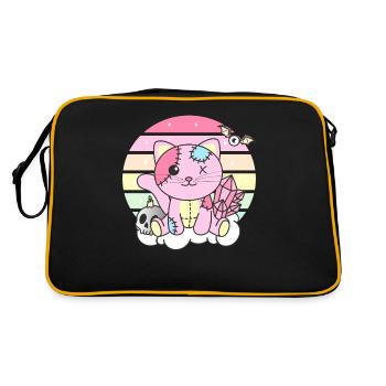 Kawaii Gothic Cat Pastel Gothic Goth - Retro Bag - black/gold - Back