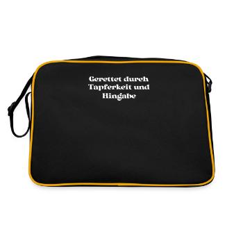 Feuerwehr - Gerettet durch Tapferkeit und Hingabe - Retro Tasche - Schwarz/Gold - Hinten