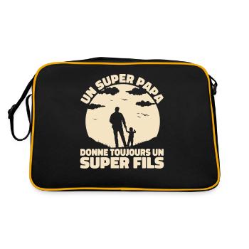 Super Papa Super Fils Cadeau Pere Fête des Pères - Sac Retro - noir/or - Dos