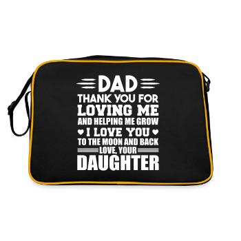 Papa danke, dass du mich liebst, Papa und Tochter Geschenk - Retro Tasche - Schwarz/Gold - Hinten