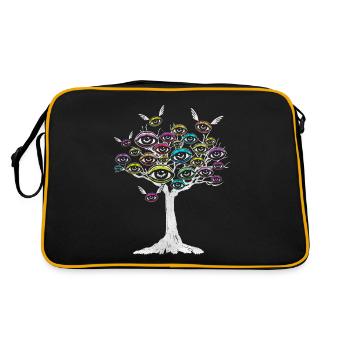 Weirdcore Aesthetic Tree Flying Eyes - Retro Bag - black/gold - Back