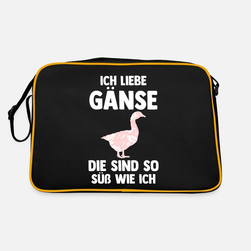 Gans Gänse - Retro Tasche - Schwarz/Gold