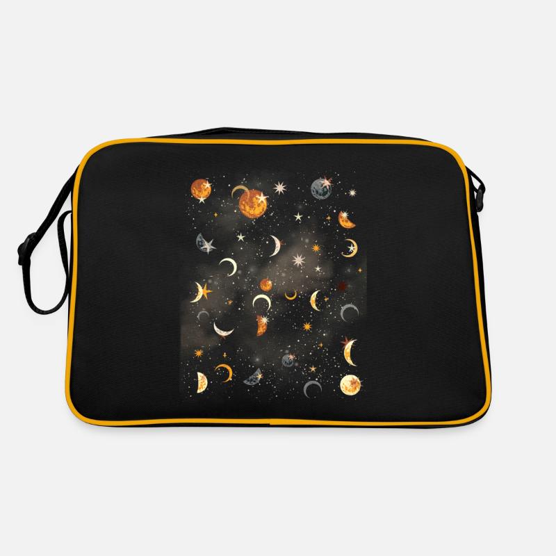 Himmlische Ästhetik Mond-Stern-Muster Retro Tasche