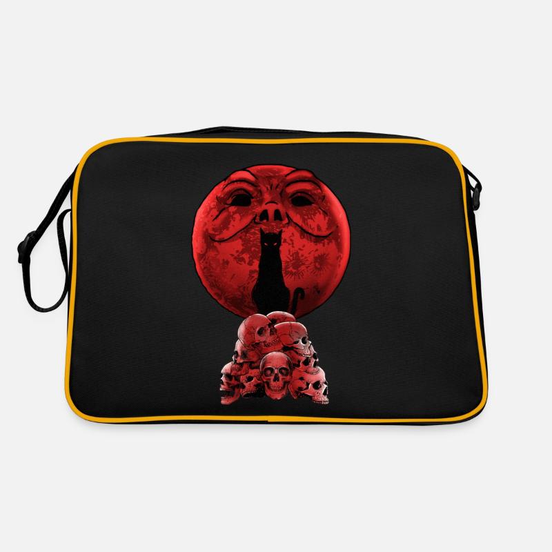 Whimsigoth Red Halloween Cat Crâne Pleine Lune Sac Retro