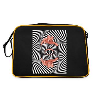 Weirdcore Aesthetic Optical Illusion Skull - Retro Bag - black/gold - Back