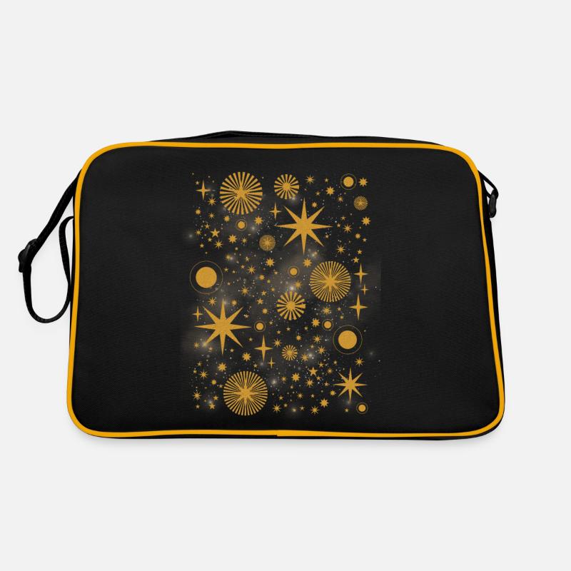 Sorcière Esthétique Céleste Vintage Croissant de Lune Soleil - Sac Retro - noir/or