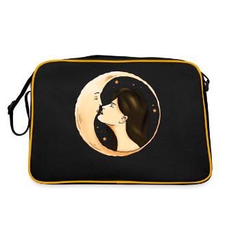Whimsigoth Aesthetic Celestial Halbmond Mädchen - Retro Tasche - Schwarz/Gold - Hinten
