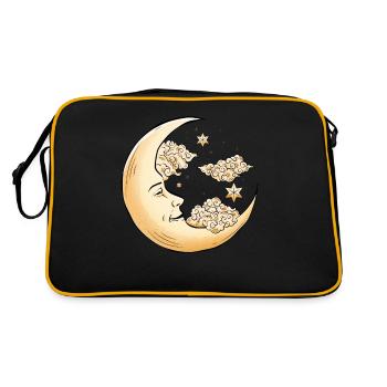Hippie-Ästhetik Himmlischer Halbmond Bohemian - Retro Tasche - Schwarz/Gold - Hinten