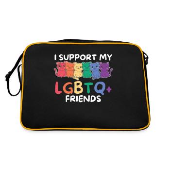 Rainbow Flag Gay Pride LGBTQ Katze - Retro Tasche - Schwarz/Gold - Hinten