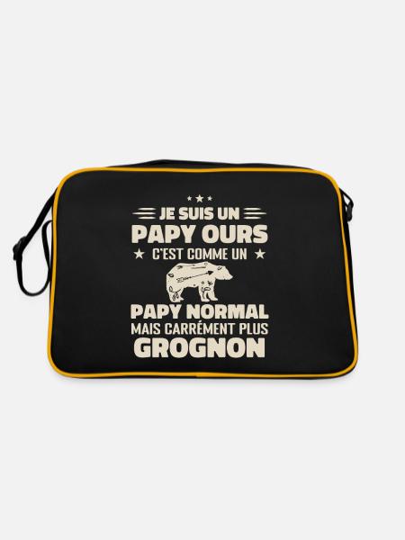 Je suis un papy ours comme un papy normal cadeau - Sac Retro - noir/or