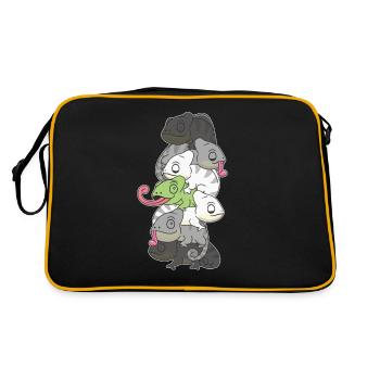 Agender Flag Pride LGBTQ Cute Chameleon Stack - Retro Bag - black/gold - Back