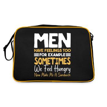Männer haben auch Gefühle Lustiges Zitat Humor Männer - Retro Tasche - Schwarz/Gold - Hinten