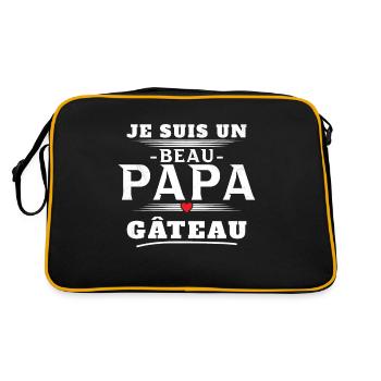 Un Beau Papa Gâteau Pâtisserie Humour Cadeau Noël - Sac Retro - noir/or - Dos