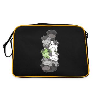Agender Flag Pride LGBTQ Cute Cow Stack - Retro Bag - black/gold - Back