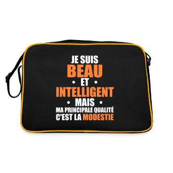 Je Suis Beau et Intelligent Mais ma Principale... - Sac Retro - noir/or - Dos
