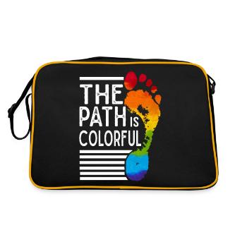 The Path Is Colorful Cute LGBTQ Pride Rainbow - Retro Tasche - Schwarz/Gold - Hinten