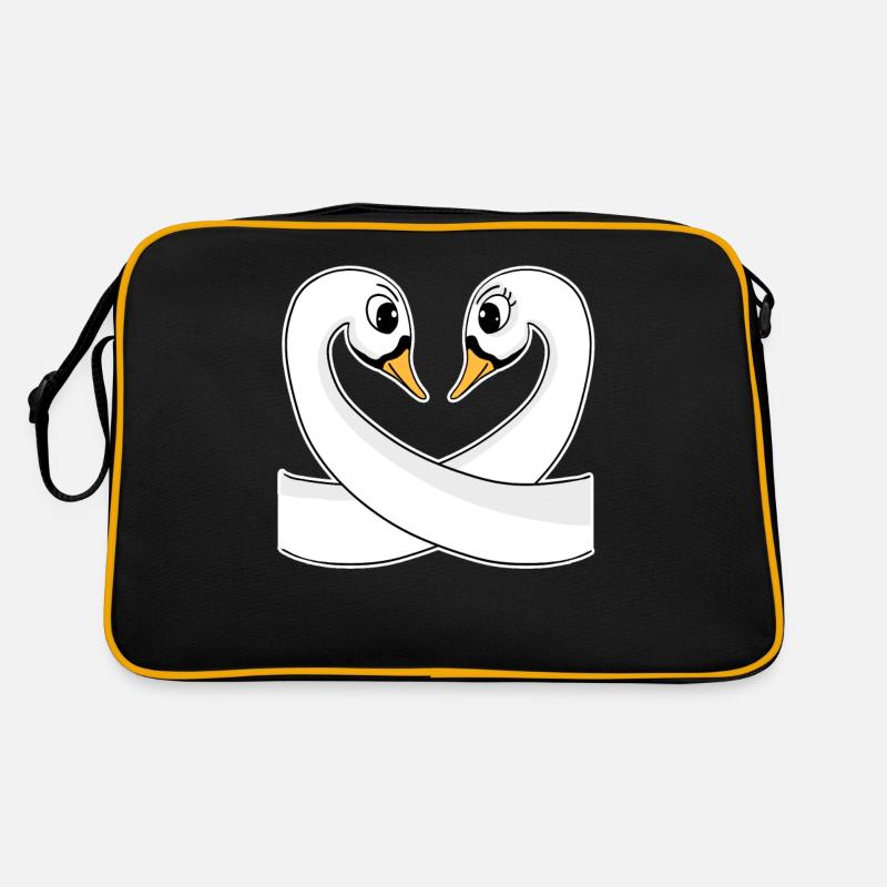 Zwei Schwäne - Retro Tasche - Schwarz/Gold