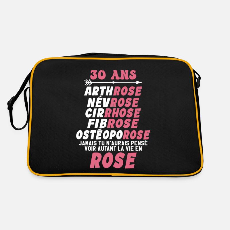 30 ans - la vie en rose 30ans Humour - Sac Retro - noir/or