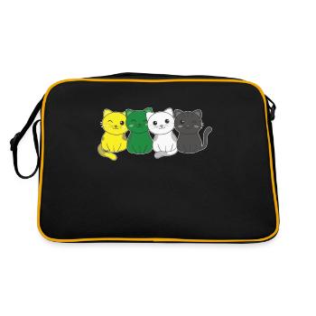 Skoliosexuell Flag Pride LGBTQ süße Katze - Retro Tasche - Schwarz/Gold - Hinten