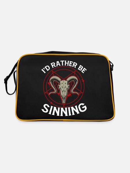 Lustiger Satanismus Satanisch Satan - Retro Tasche - Schwarz/Gold - Hinten