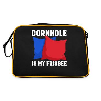 Lustiges Corn Hole - Retro Tasche - Schwarz/Gold - Hinten