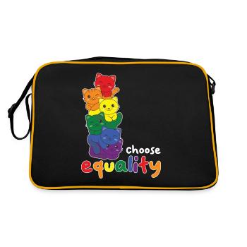 Rainbow Flag Pride LGBTQ Cute Cat Stack - Retro Bag - black/gold - Back